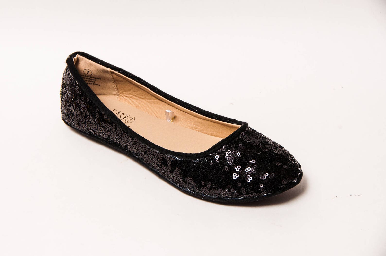 tiny sequin - starlight obsidian black ballet flats slippers shoes by princess pumps