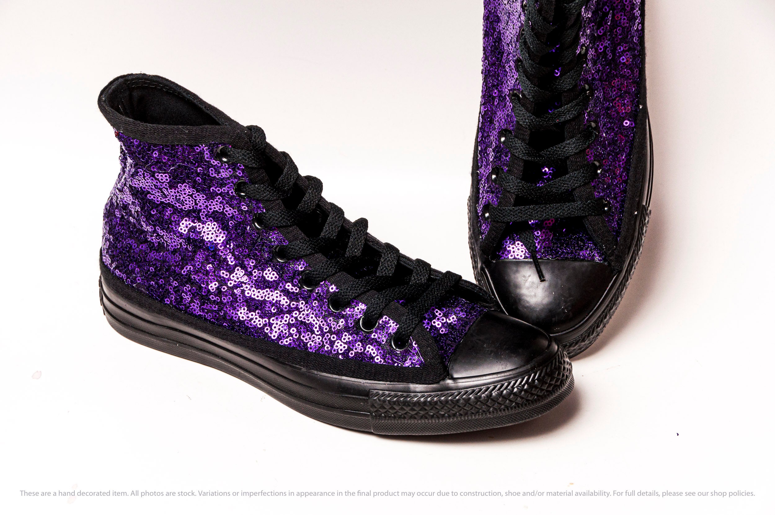 purple glitter high top converse