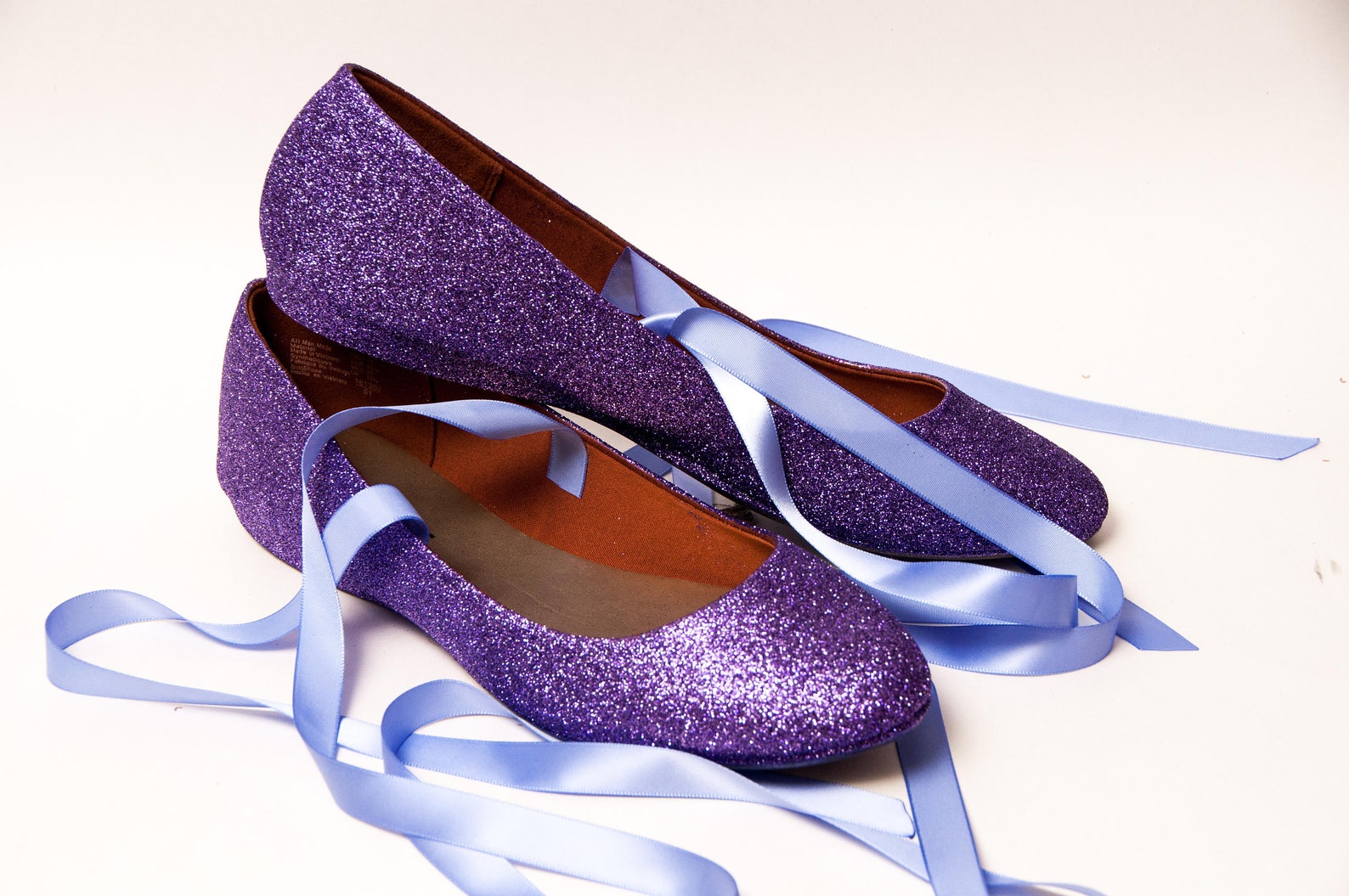 lavender purple glitter ballet flats