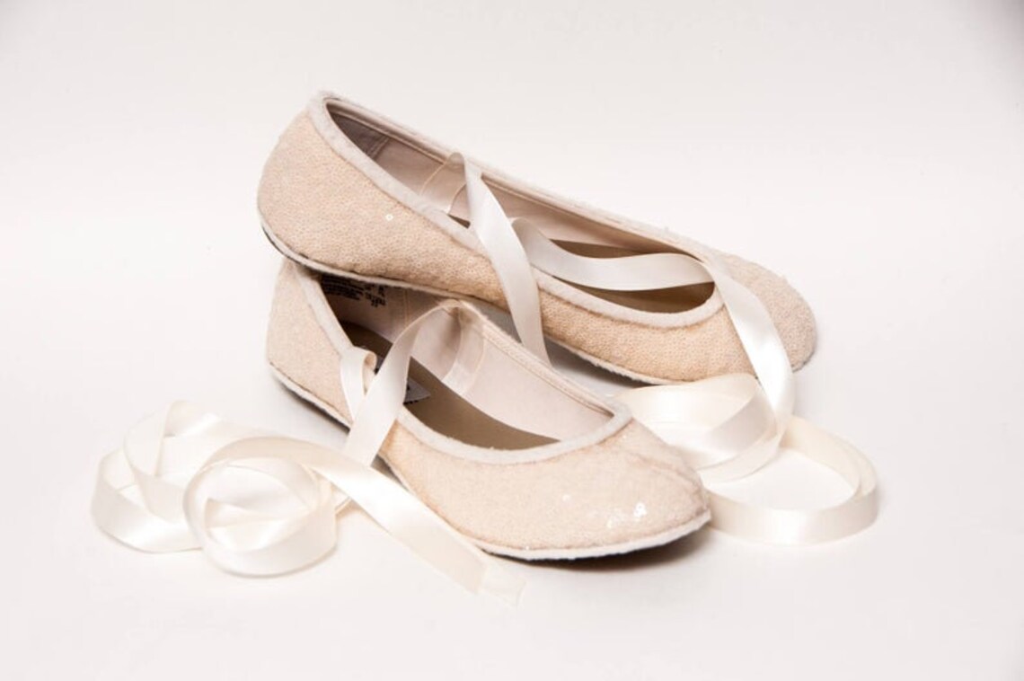 white sequin flats