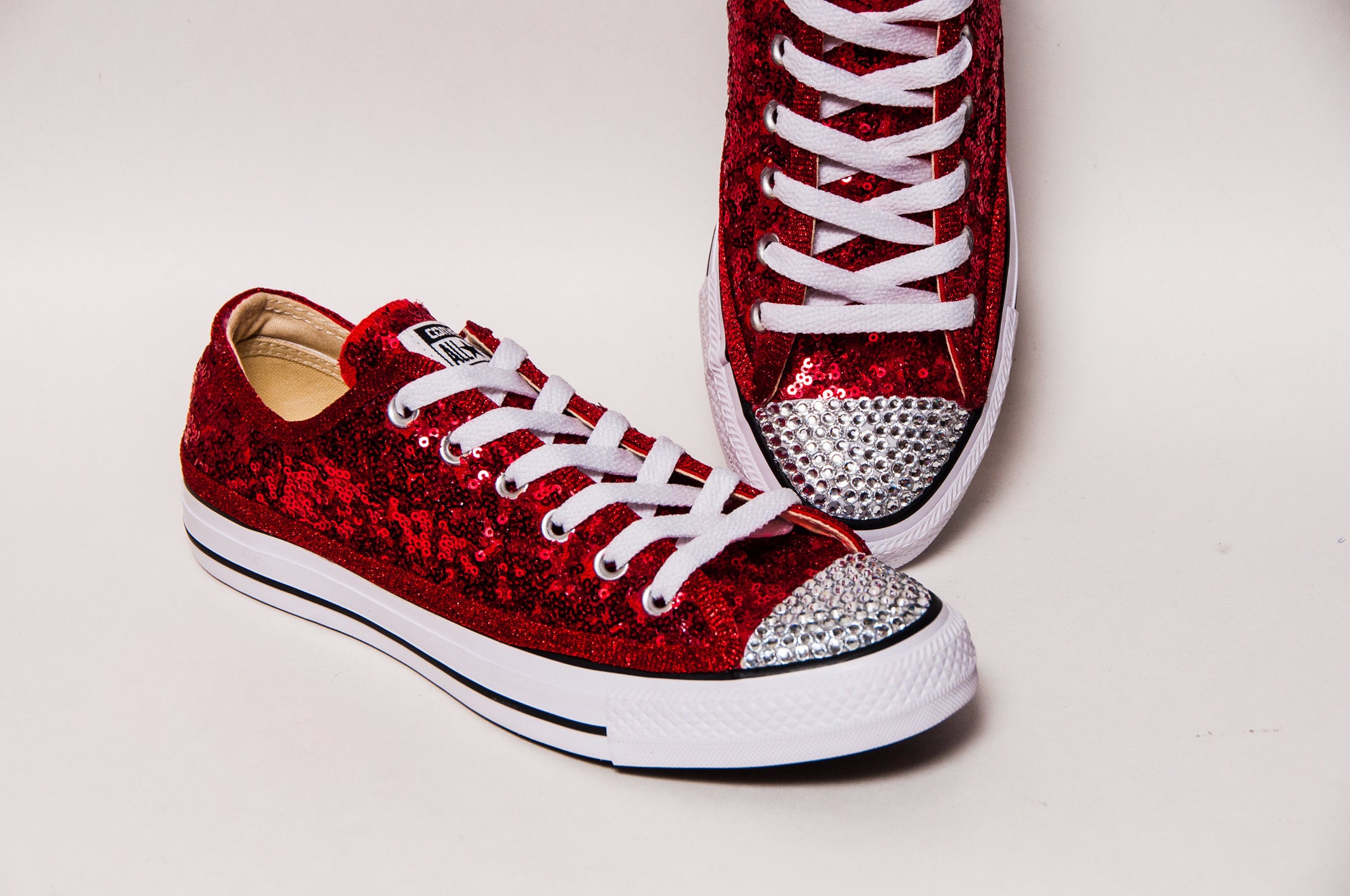 red sequin tennis shoes