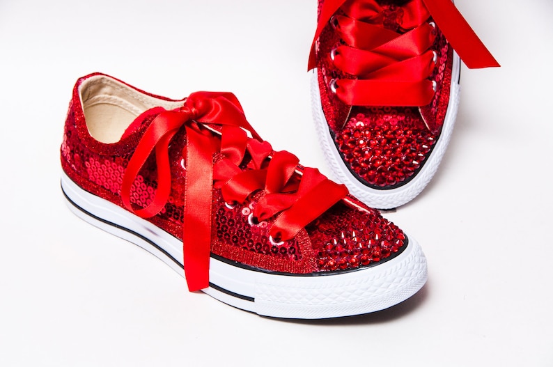 red glitter tennis shoes