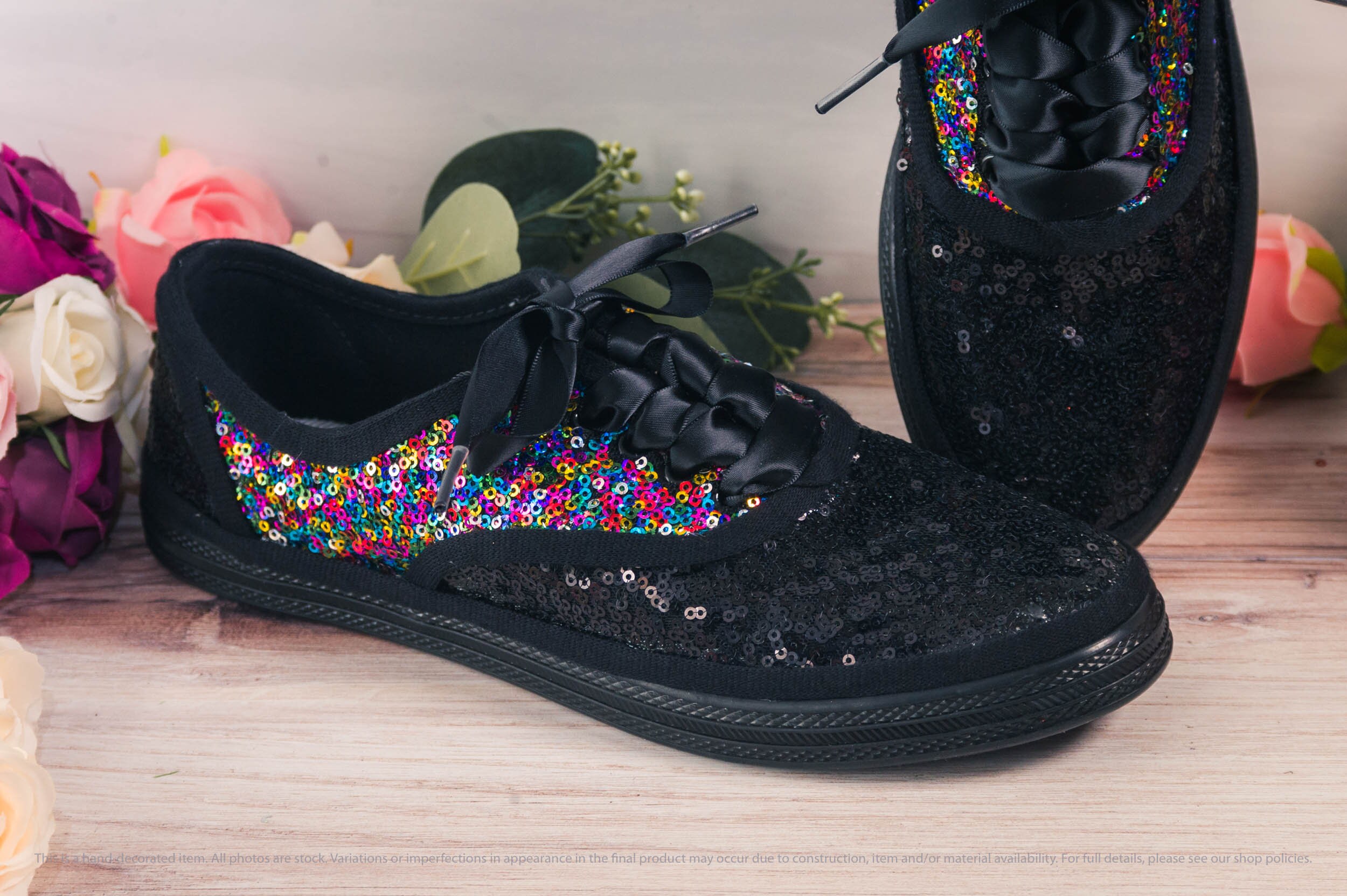 black sequin trainers
