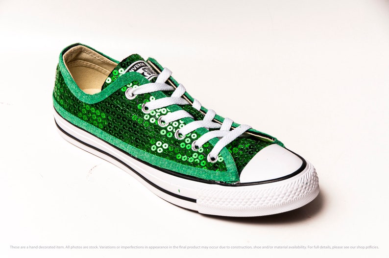 Kelly Green Sequin Converse Low Top Sneakers Etsy