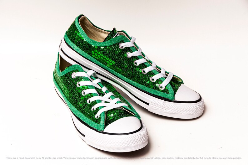 Kelly Green Sequin Converse Low Top Sneakers Etsy
