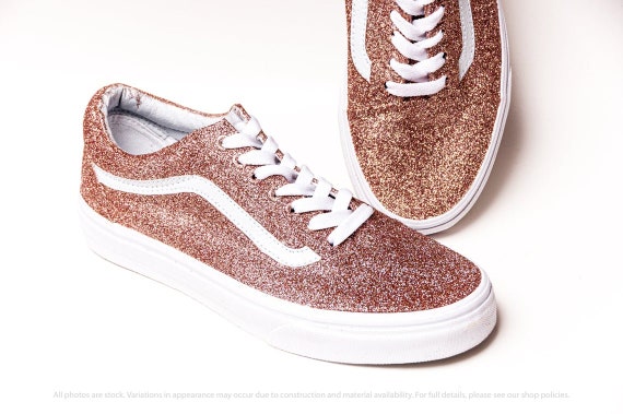 rose gold glitter slip ons