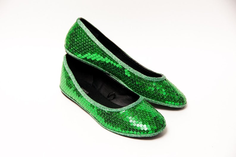green sparkly flats
