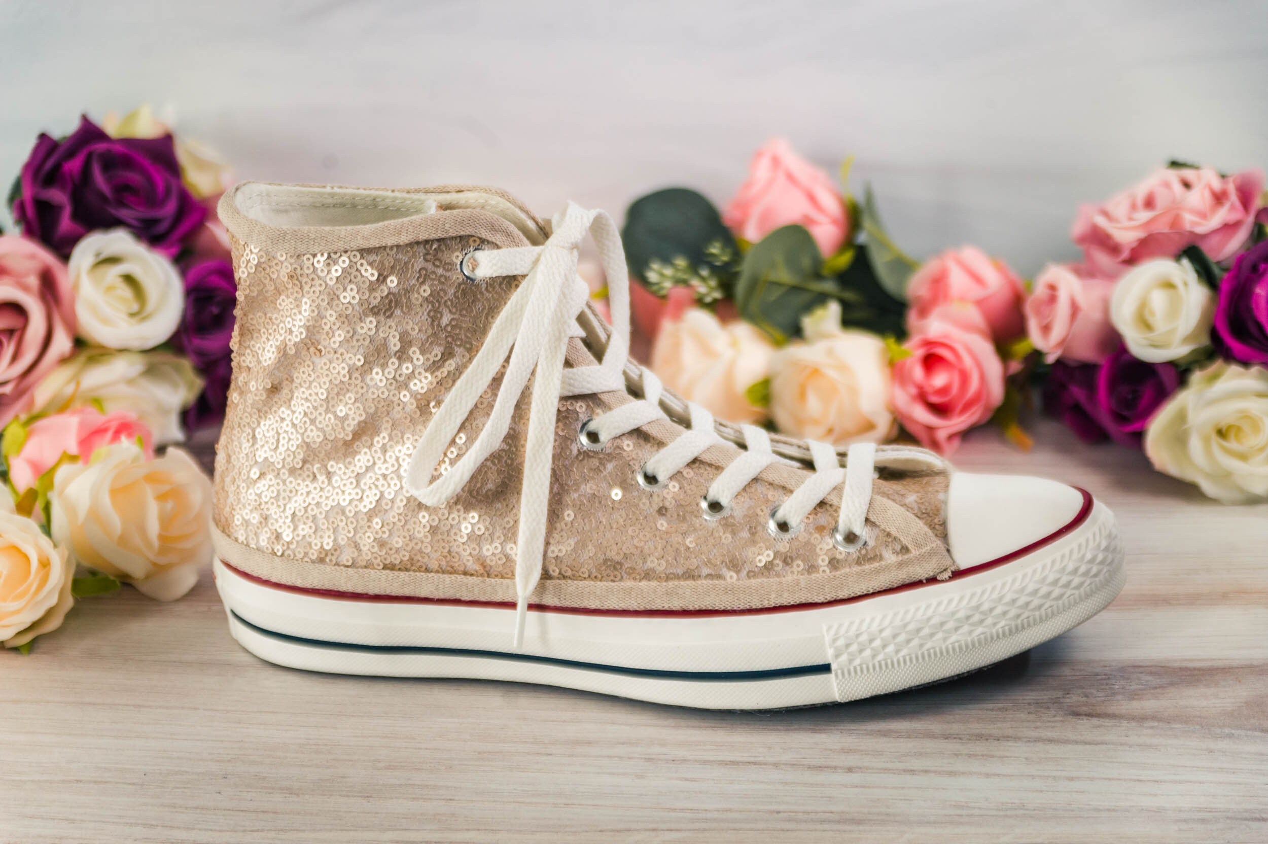 gold sequin high top converse