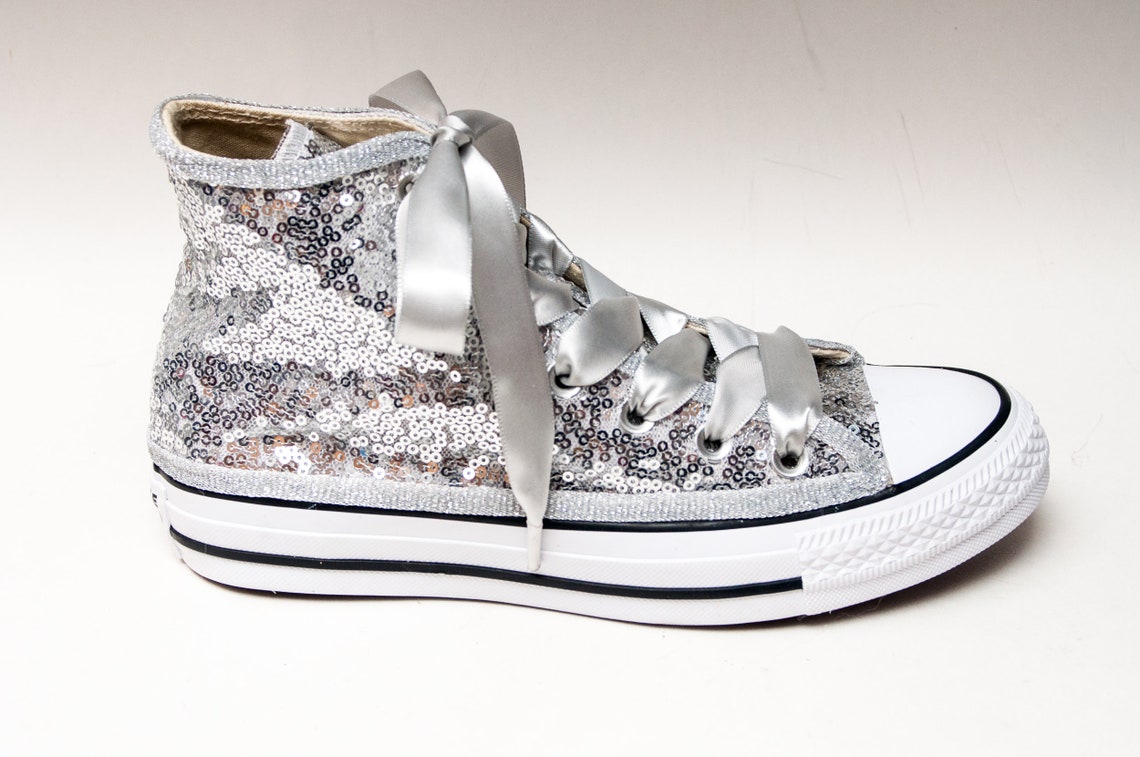 converse paillettes argento