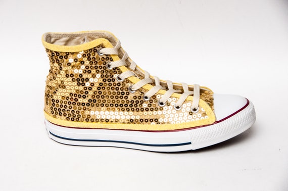 gold sequin high top converse