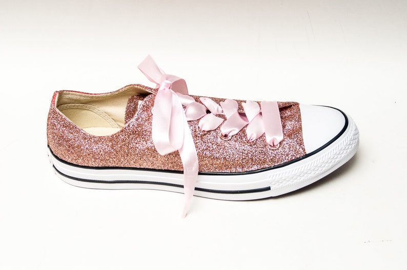 Rose Gold Glitter Converse All Star Low Top Sneakers | Etsy