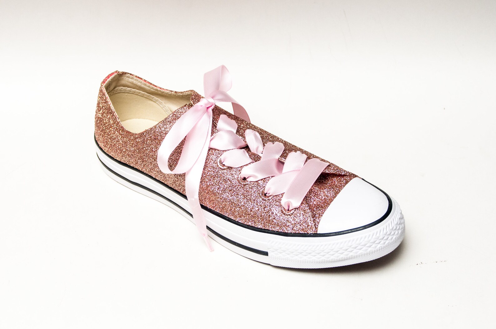 Rose Gold Glitter Converse All Star Low Top Sneakers Etsy
