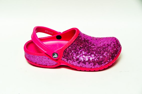 pink sparkly crocs