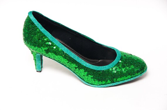 green sequin heels