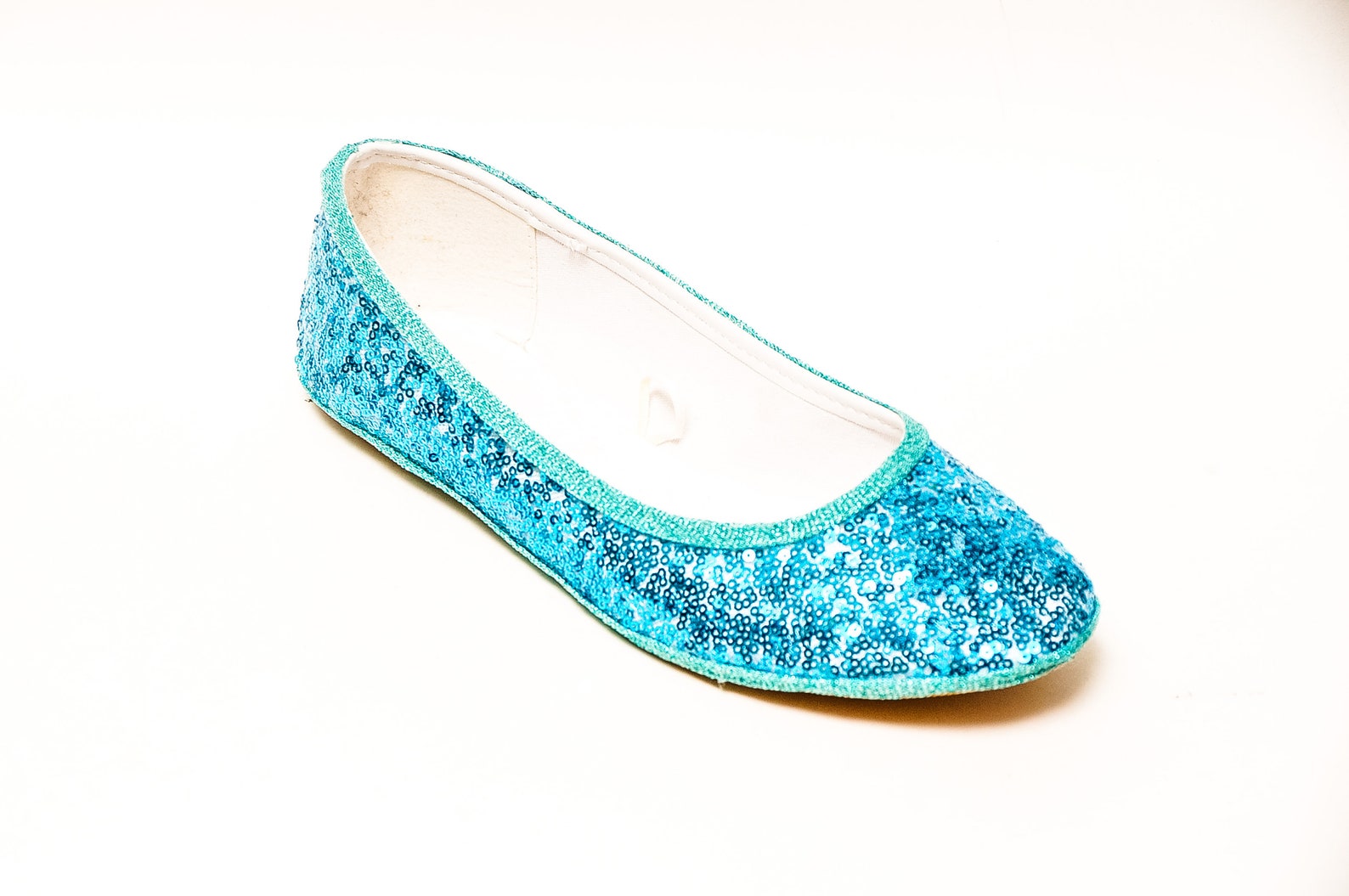 tiny sequin - starlight malibu blue ballet slipper flats shoes