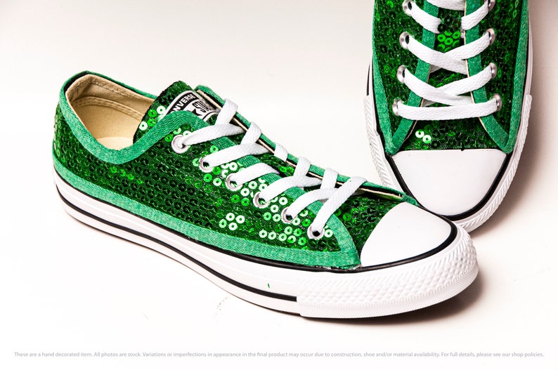 Kelly Green Sequin Converse Low Top Sneakers Etsy