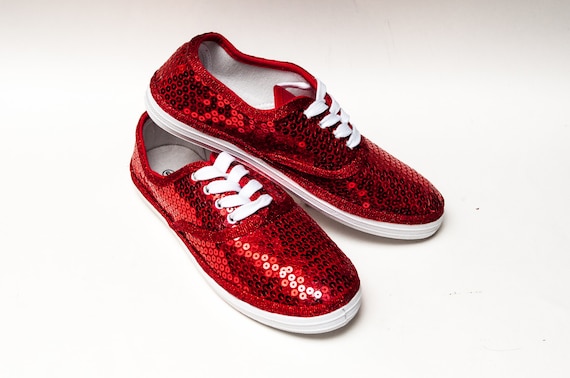 red sequin tennis shoes