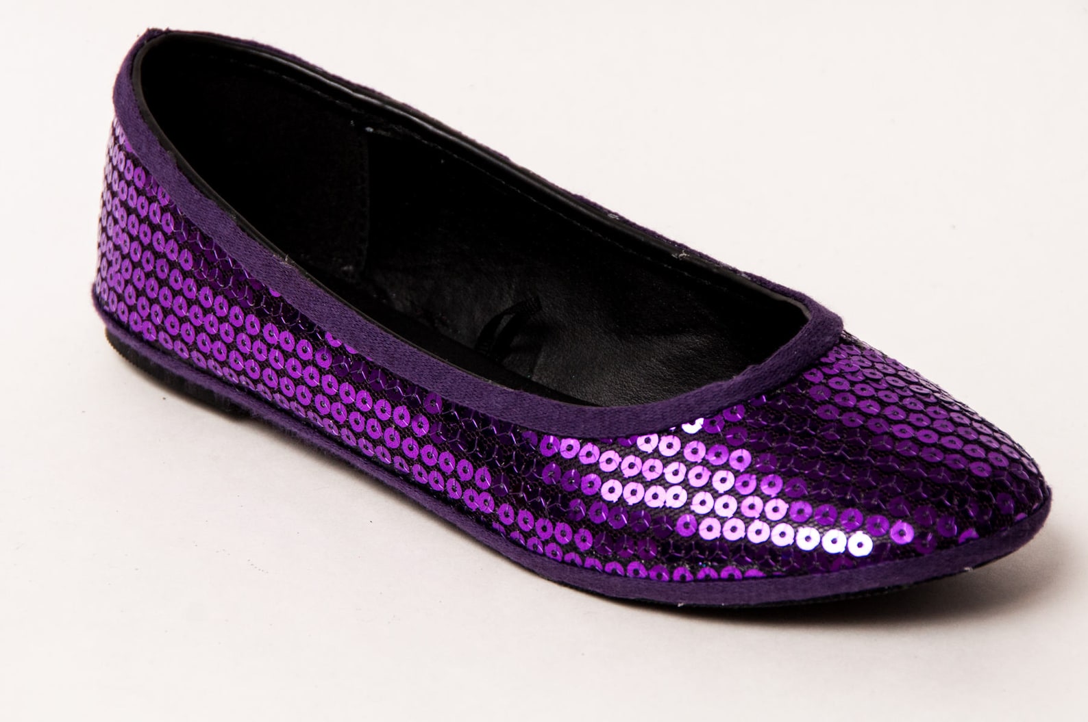 sequin - plum purple slipper ballet flats shoes by princess pumps