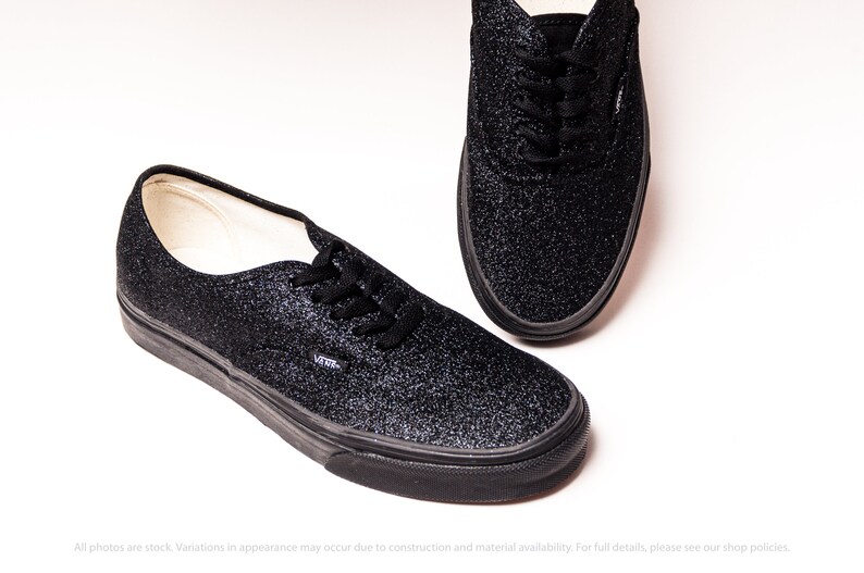 all black glitter vans