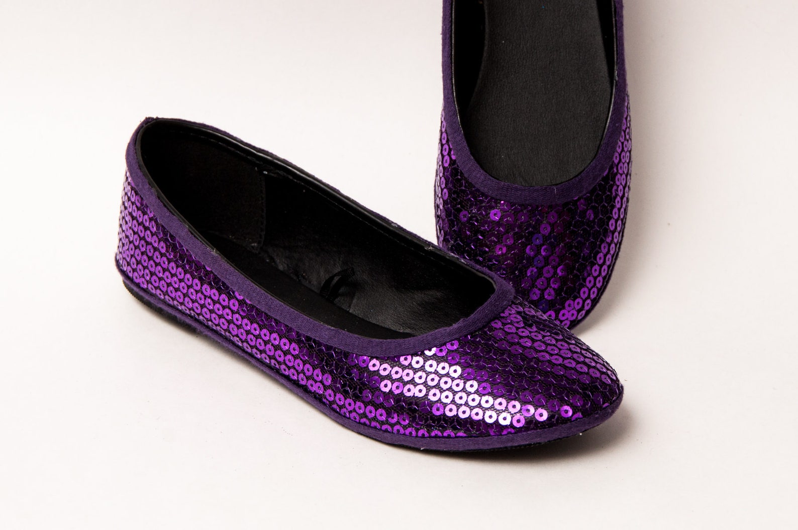 sequin - plum purple slipper ballet flats shoes by princess pumps