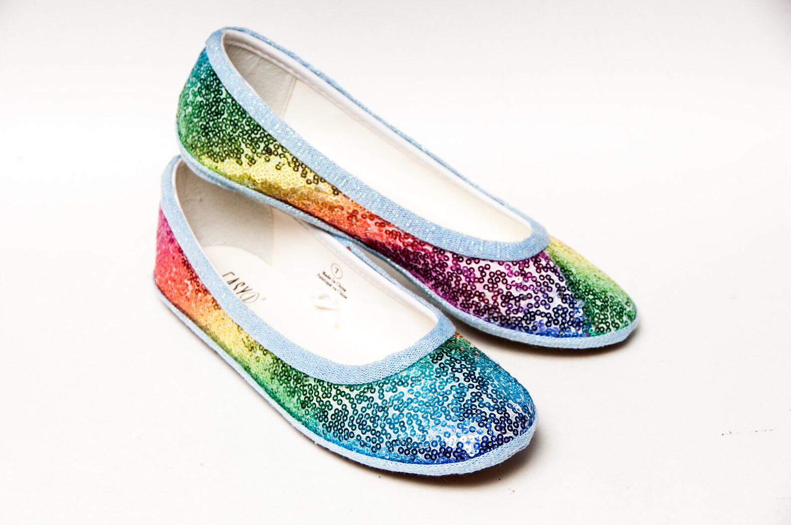 rainbow sequin ballet flats