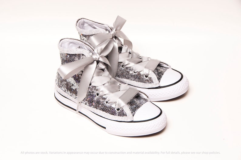 childrens silver converse shoes