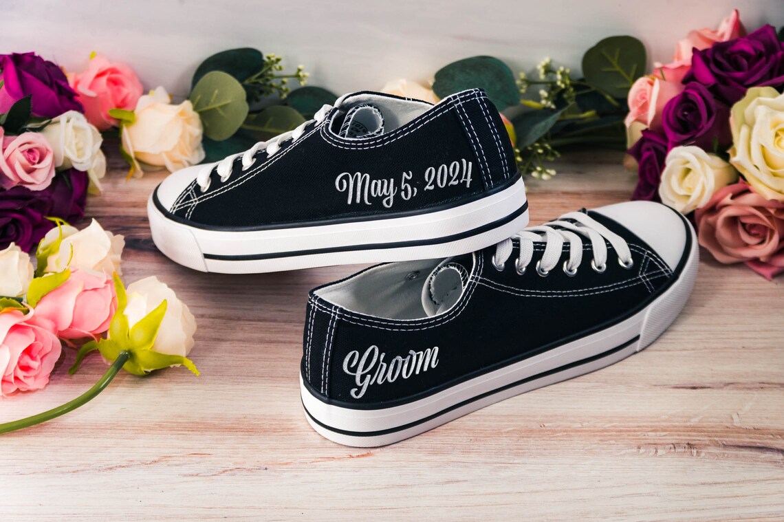 Personalized Groom Sneakers Wedding Low Tops with Custom image 1