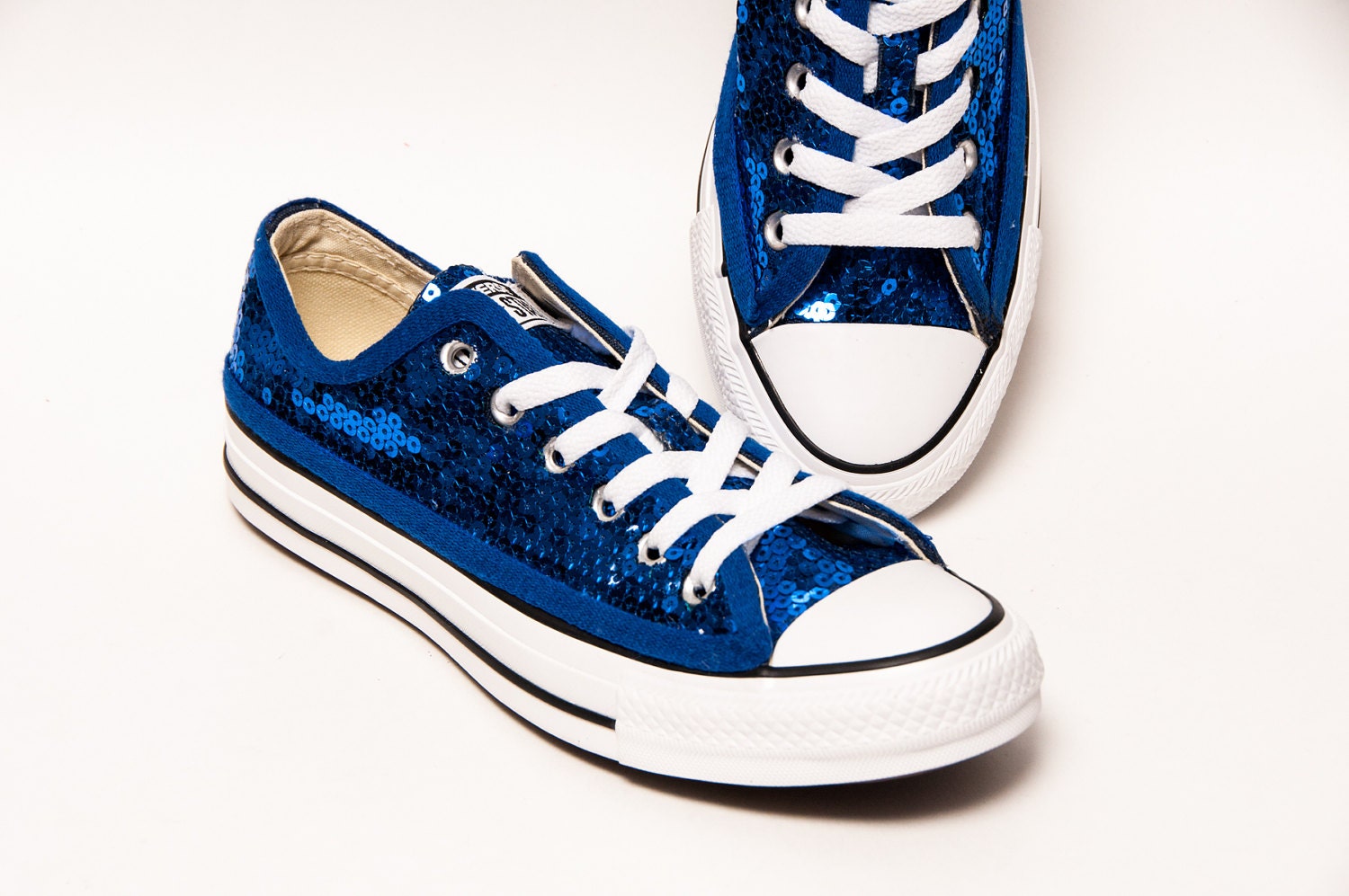 blue sequin sneakers