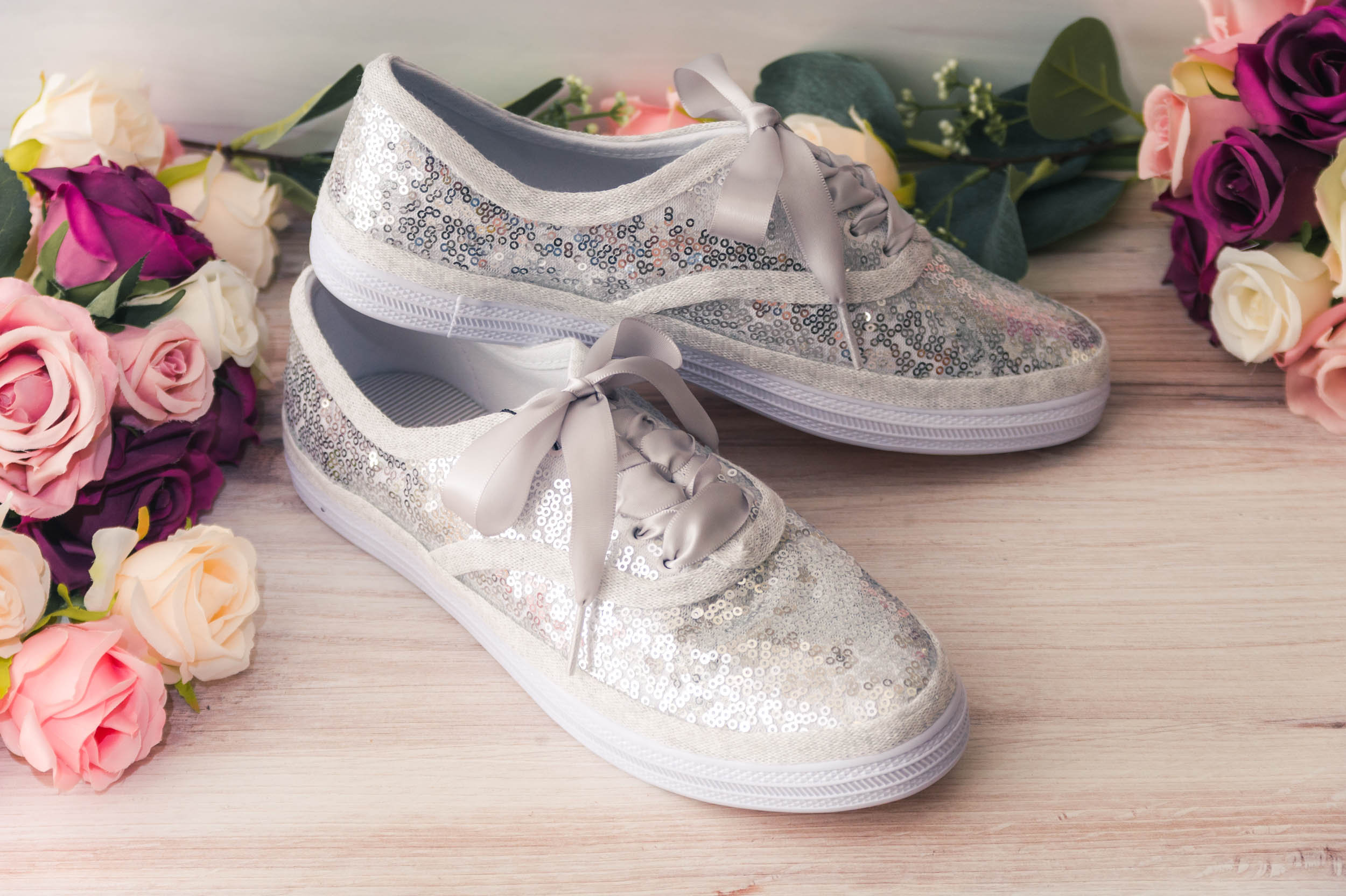 Sparkle Sneakers Women, Silver Sequin Canvas Sneakers, Wedding Sneakers for  Bride Sparkle, Silver Shoes for Girls, Princess Sneakers 
