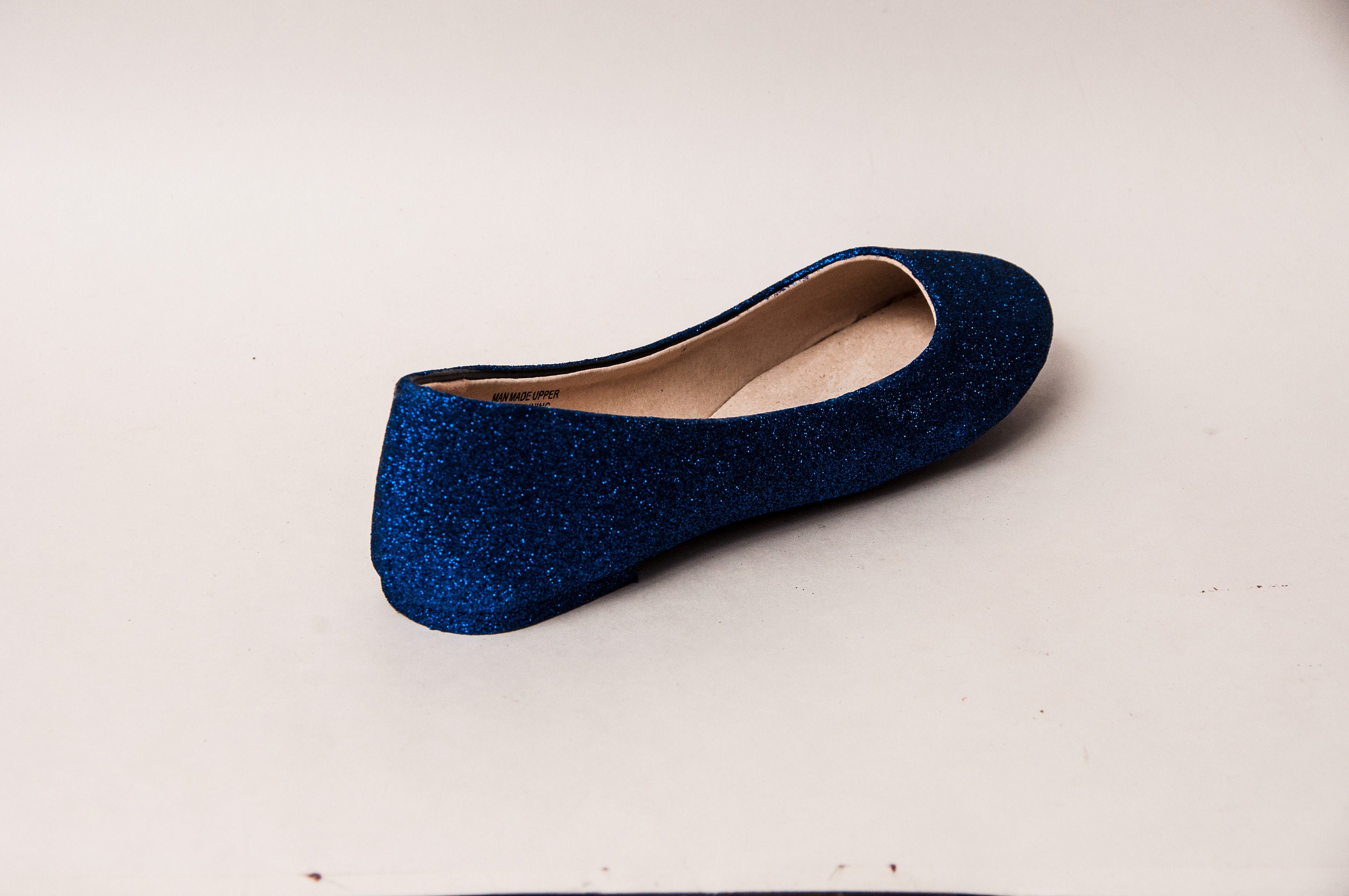 blue sparkle ballet flats