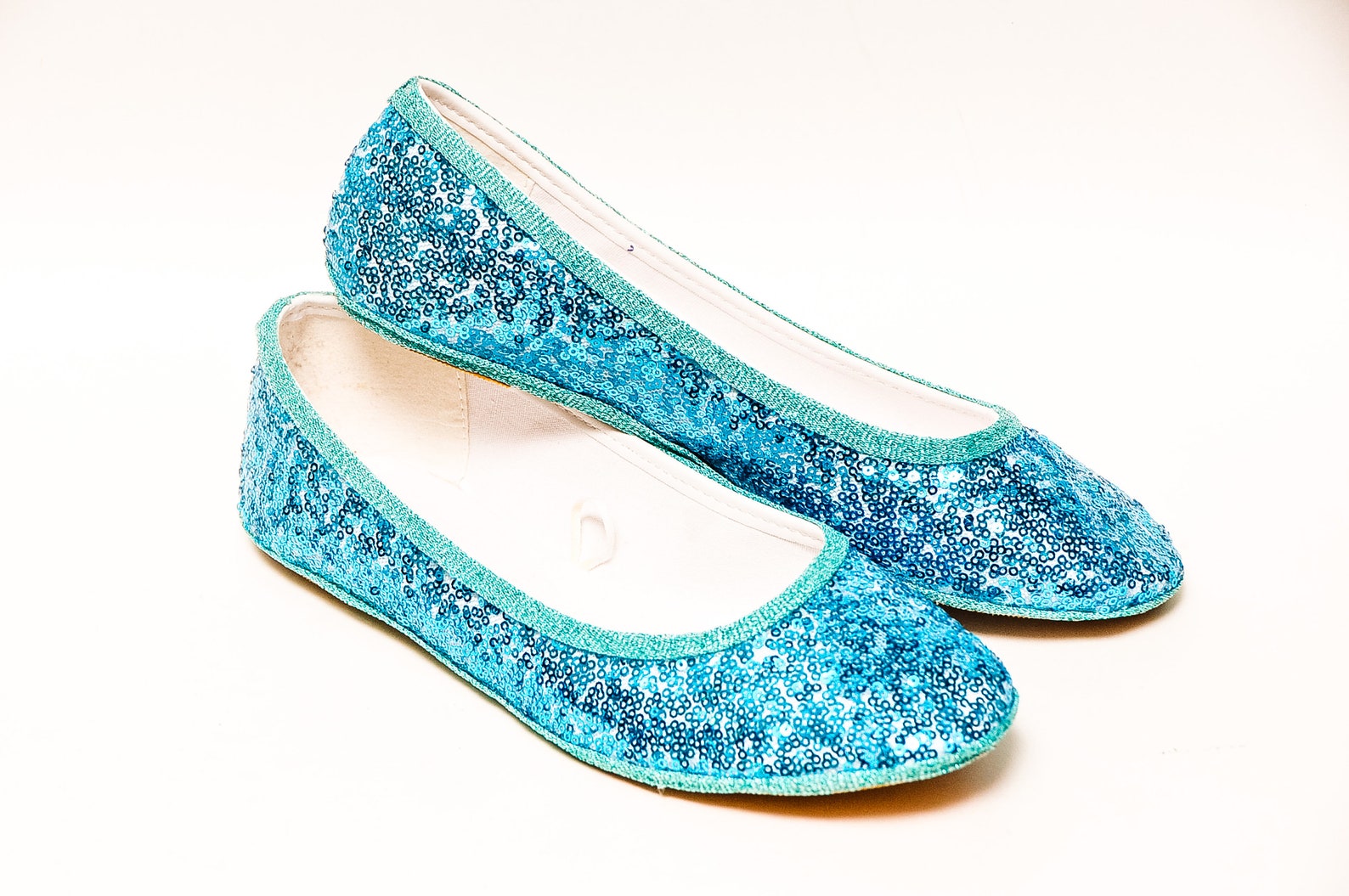 tiny sequin - starlight malibu blue ballet slipper flats shoes