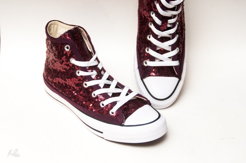 converse red sequin sneakers