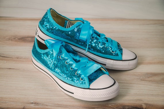 Converse blue sparkle best sale shoes