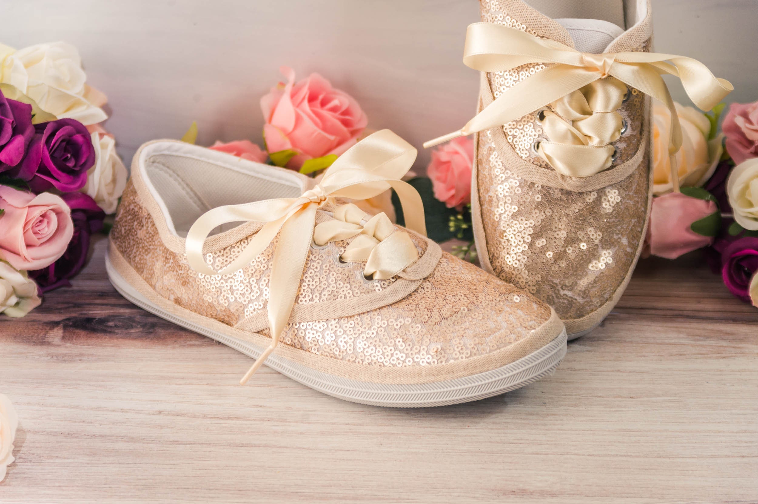 champagne glitter sneakers