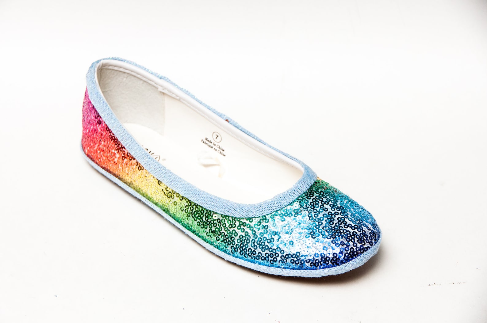 rainbow sequin ballet flats