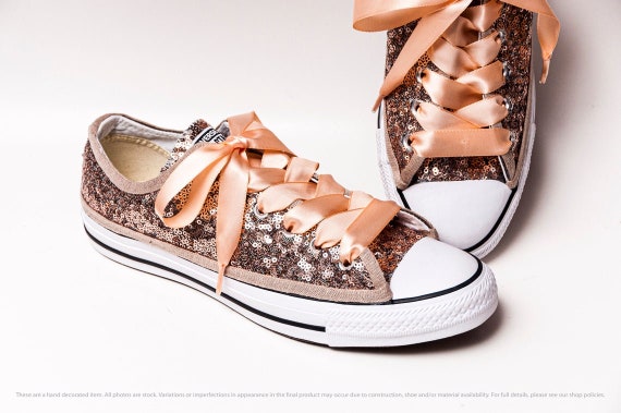 Custom Shoes Rose Gold Sequin Low Top 