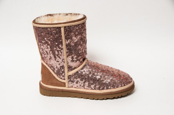 Rose Gold Starlight Sequin Ugg Classic Short II Boots | Etsy