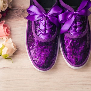 Wedding Sneakers for Bride Sparkle, Purple Sequin Sneakers, Wedding Shoes, Homecoming Dress, Gifts for Her, Purple Wedding Sneakers image 8