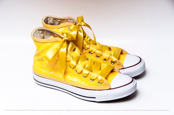 Yellow Sequin Converse Sneakers | Etsy Yellow Sequin Converse Sneakers | Etsy