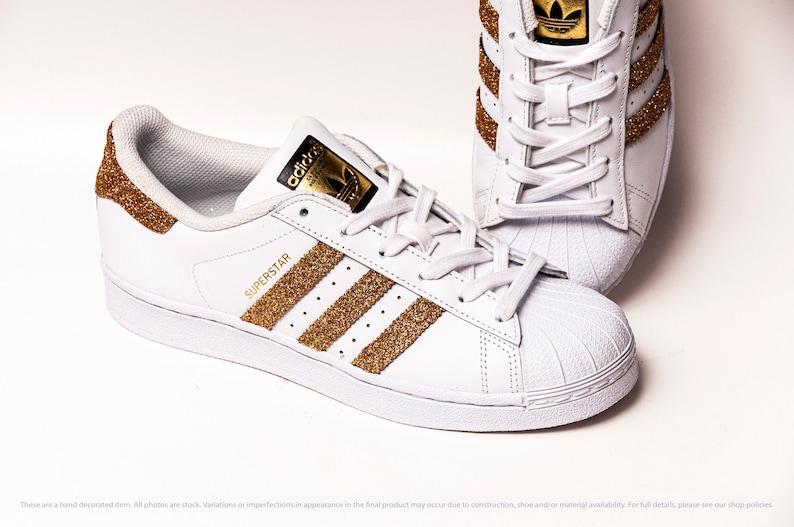 Gold Glitter Adidas Superstars II Fashion Sneakers Shoes | Etsy