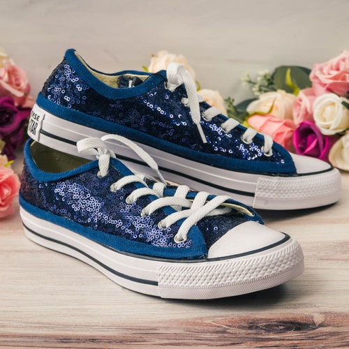 Wedding online Sneakers for Bride Sparkle, Navy Blue Sequin Low Top Sneakers, Custom Wedding Shoes, Brides, Bridesmaids, Gifts for Her