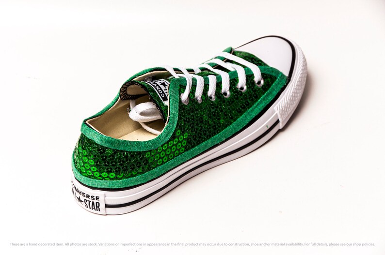 Kelly Green Sequin Converse Low Top Sneakers Etsy