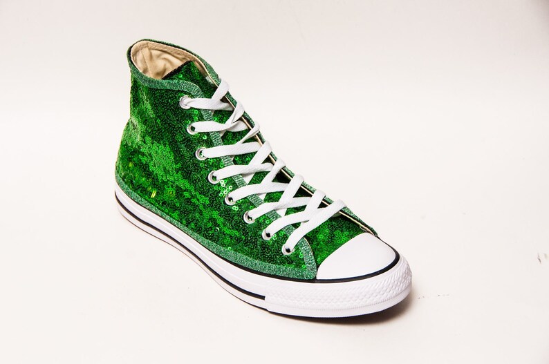kelly green sequin sneakers