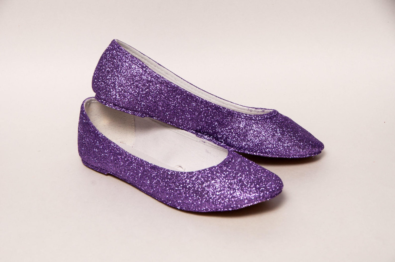 lavender purple glitter ballet flats