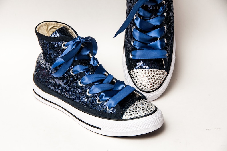 navy blue sequin converse