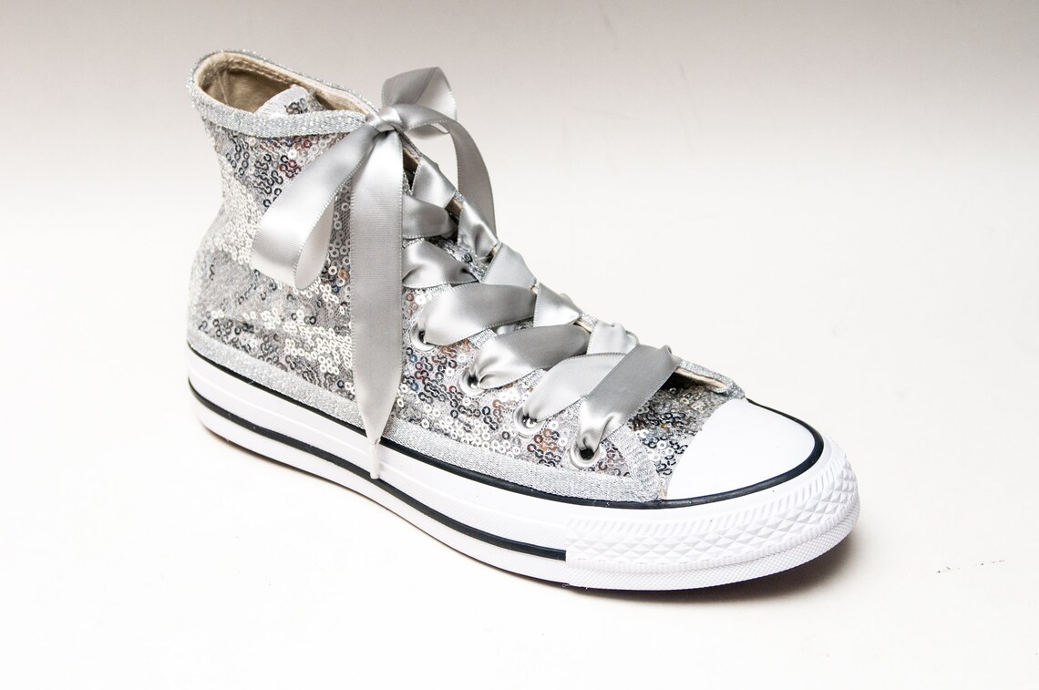 converse paillettes argento
