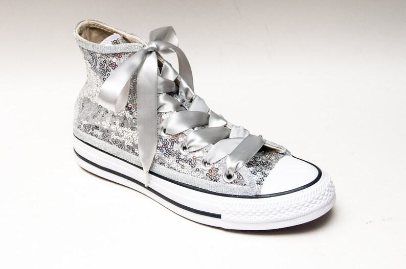 Bridal Favorite Silver Starlight Sequin Converse® Hi Top Etsy