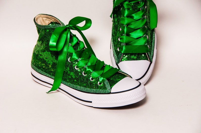 Kelly Green Starlight Sequin Converse High Top Sneakers Etsy