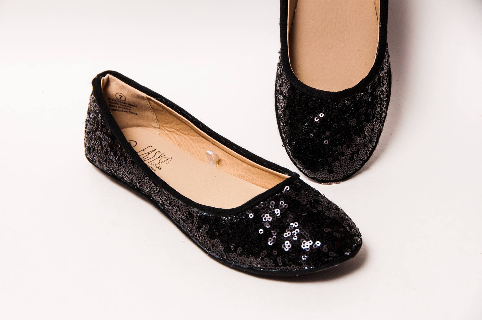 tiny sequin - starlight obsidian black ballet flats slippers shoes by princess pumps