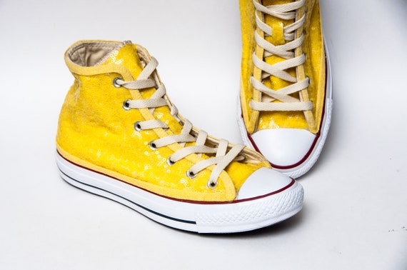 yellow sequin shoes